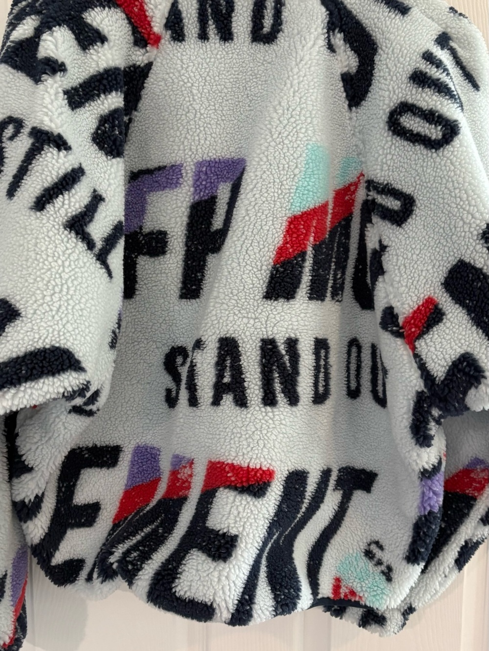 FREEPEOPLE Never Stand Out Sherpa Text-Graphic Ski Jacket - White Multi - Picture 2 of 6